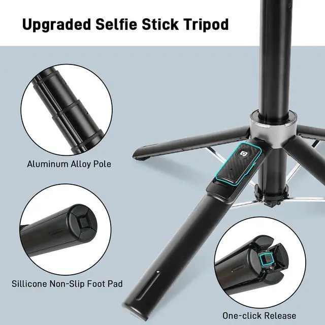 Alt view image 6 of 7 - Magnetic Selfie Stick Tripod with 2 LED Lights, 52" Tripod for iPhone with Rechargeable Remote, Portable Selfie Stick Compatible with iPhone 16/15/14/13/12 Series, Gopro and Cameras