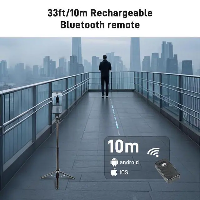 Alt view image 7 of 7 - Magnetic Selfie Stick Tripod with 2 LED Lights, 52" Tripod for iPhone with Rechargeable Remote, Portable Selfie Stick Compatible with iPhone 16/15/14/13/12 Series, Gopro and Cameras