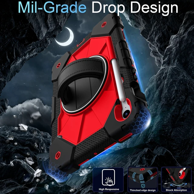 Alt view image 3 of 7 - Case for Samsung Galaxy Tab S10 FE/S10 Lite/S9 FE/S9 5G Case | 10.9/11 Inch Samsung Galaxy Tab S10 Lite/S10 FE/S9 FE /S9 5G Case with Screen Protector, Pen Holder, Shoulder Strap,Black Red