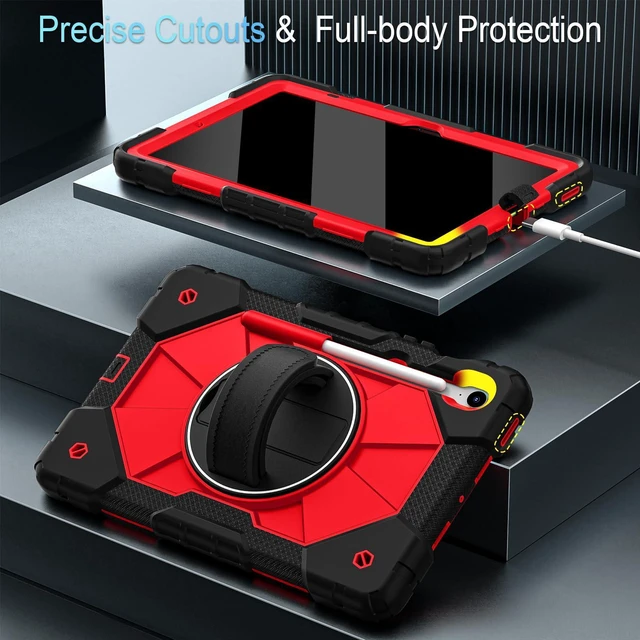 Alt view image 4 of 7 - Case for Samsung Galaxy Tab S10 FE/S10 Lite/S9 FE/S9 5G Case | 10.9/11 Inch Samsung Galaxy Tab S10 Lite/S10 FE/S9 FE /S9 5G Case with Screen Protector, Pen Holder, Shoulder Strap,Black Red