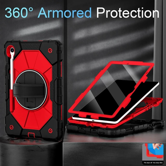 Alt view image 2 of 7 - Case for Samsung Galaxy Tab S10 FE/S10 Lite/S9 FE/S9 5G Case | 10.9/11 Inch Samsung Galaxy Tab S10 Lite/S10 FE/S9 FE /S9 5G Case with Screen Protector, Pen Holder, Shoulder Strap,Black Red