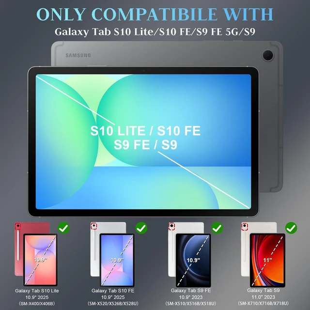 Alt view image 7 of 7 - Case for Samsung Galaxy Tab S10 FE/S10 Lite/S9 FE/S9 5G Case | 10.9/11 Inch Samsung Galaxy Tab S10 Lite/S10 FE/S9 FE /S9 5G Case with Screen Protector, Pen Holder, Shoulder Strap,Black Red