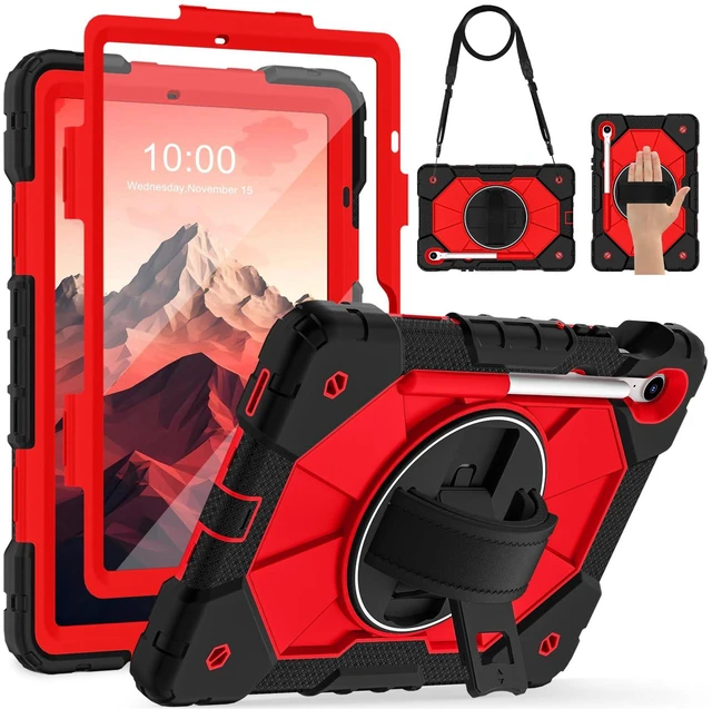 Main image of Case for Samsung Galaxy Tab S10 FE/S10 Lite/S9 FE/S9 5G Case | 10.9/11 Inch Samsung Galaxy Tab S10 Lite/S10 FE/S9 FE /S9 5G Case with Screen Protector, Pen Holder, Shoulder Strap,Black Red