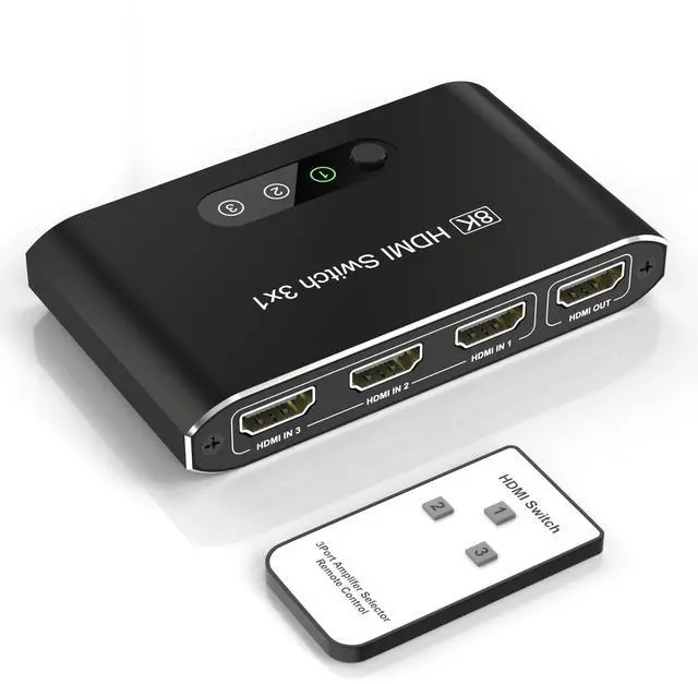 Main image of 8K HDMI 2.1 Switch 3 in 1 Out, Aluminum HDMI Switcher with Remote & Auto Switch, Supports 4K@120Hz, HDCP 2.3, HDMI Splitter Selector Box Compatible with PS5, Apple TV, Game Consoles, Fire Stick, PC