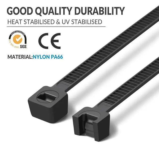 Alt view image 5 of 7 - 12 Inch Black Zip Ties 1200 PCS, 75 LBS Tensile Strength, UV Resistant Cable Ties, Premium Self-locking Plastic Ties for Indoor and Outdoor Use