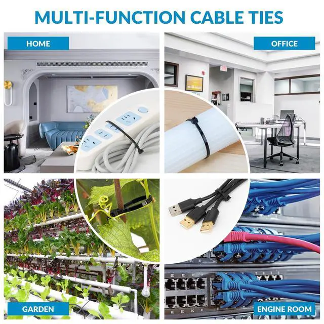 Alt view image 6 of 7 - 12 Inch Black Zip Ties 1200 PCS, 75 LBS Tensile Strength, UV Resistant Cable Ties, Premium Self-locking Plastic Ties for Indoor and Outdoor Use