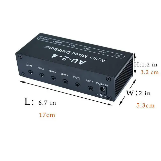 Alt view image 3 of 5 - 1/8" aux Input Mixing 2 in 4 Channel Way Out Headset Box Headphone Amplifier 3.5mm Mixer 1/8 inch Stereo Audio Amp with Ultra-Compact Portable mini Jack 3.5 Splitter hup for Studio and Stage
