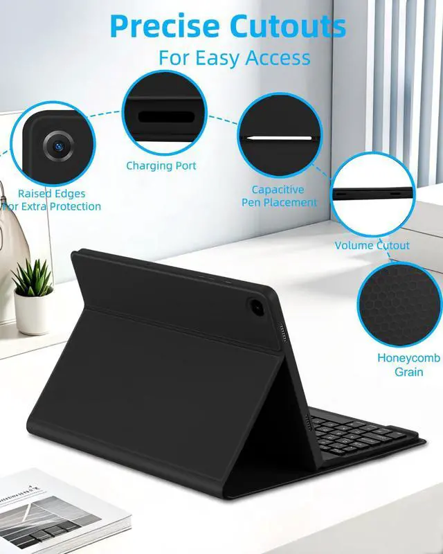 Alt view image 3 of 7 - Case with Keyboard Mouse for Samsung Galaxy Tab A11 Plus/A9 Plus 2025/2023 11 inch,7 Color Rainbow Backlight Detachable USB-C Keypad Magnetic Case with Pen Slot for Tablet A11+ A9+ 5G Black