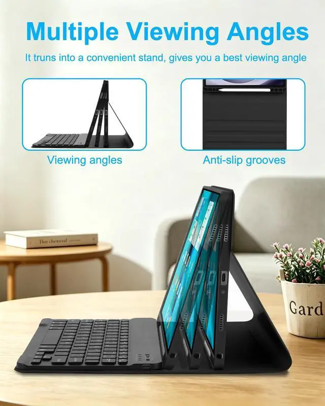 Alt view image 4 of 7 - Case with Keyboard Mouse for Samsung Galaxy Tab A11 Plus/A9 Plus 2025/2023 11 inch,7 Color Rainbow Backlight Detachable USB-C Keypad Magnetic Case with Pen Slot for Tablet A11+ A9+ 5G Black