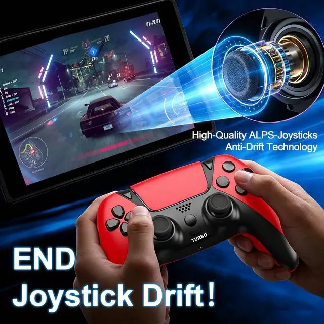 Alt view image 3 of 7 - Alternative for Luna Controller for Fire TV Stick, Wireless Turbo Gamepad with ALPS Joysticks No Drift for Cloud Gaming, Rechargeable 1200mAh Power, 2 Back Buttons, Red
