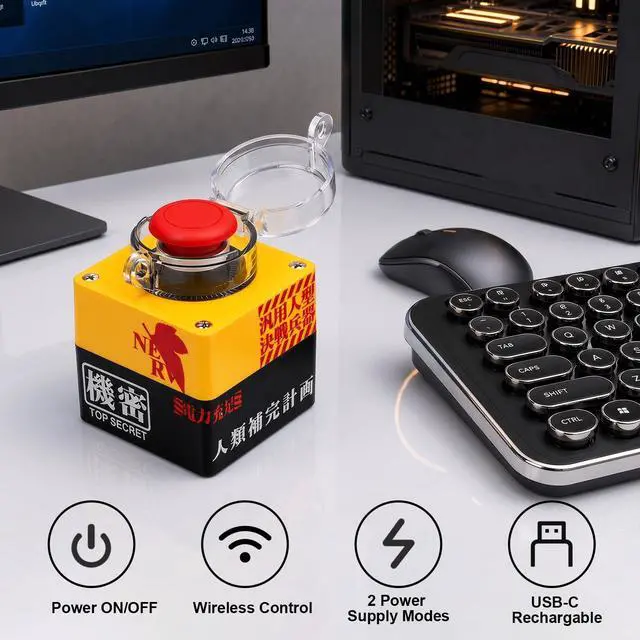 Alt view image 3 of 6 - Wireless PC Power Button, Detonator-Style PC Start Button with Cover