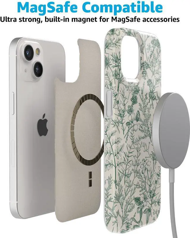 Alt view image 3 of 7 - iPhone 15 Case | Sage Garden | Green Floral | Compatible with MagSafe | Classic Ultra Slim Design