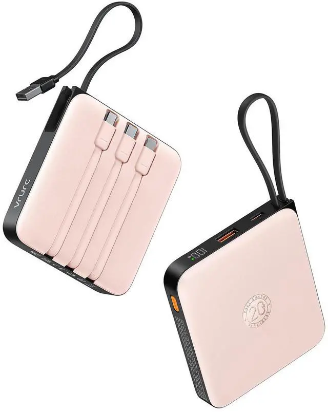 Main image of 20000mAh Power Bank Built-in Cables, Travel Essentials, Portable Charger 22.5W Fast Charging USB C Battery Pack, Phone Battery Bank for iPhone 17/16/15 Series, Android Phone - Pink(1 Pack)