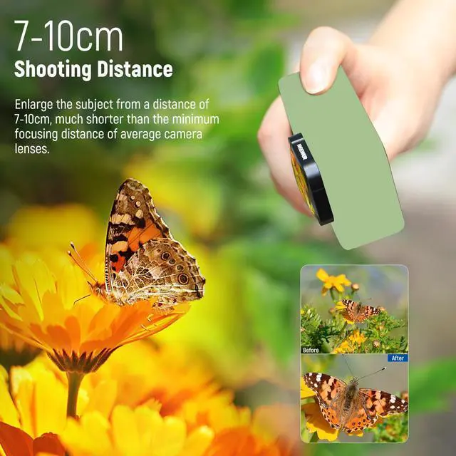 Alt view image 2 of 7 - 15X Magnification Lens 7-10cm Focal Distance for Macro Photography Close Up, Compatible with GoPro Hero 13 12 11 10 9 Action Camera, Not Waterproof, LS-31
