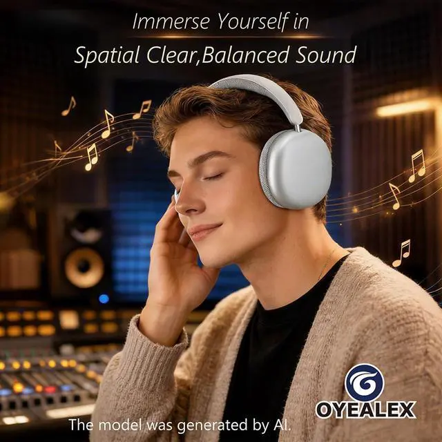 Alt view image 3 of 6 - Active Noise Cancelling Headphones Over Ear Bluetooth Knob Button Black