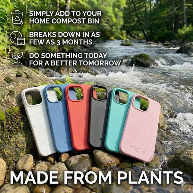 Alt view image 2 of 7 - Eco by - Eco-Friendly Phone Case for iPhone 15 - Biodegradable, Compostable, Plastic-Free, Made from Plants - Pacific Blue