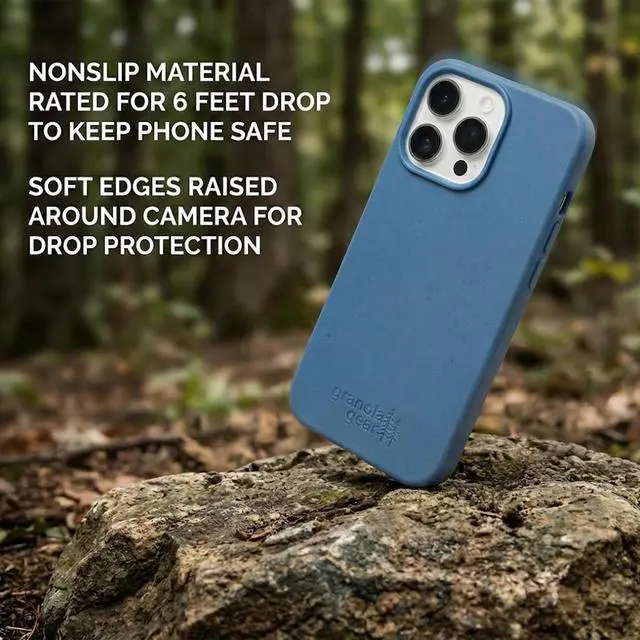 Alt view image 3 of 7 - Eco by - Eco-Friendly Phone Case for iPhone 15 - Biodegradable, Compostable, Plastic-Free, Made from Plants - Pacific Blue