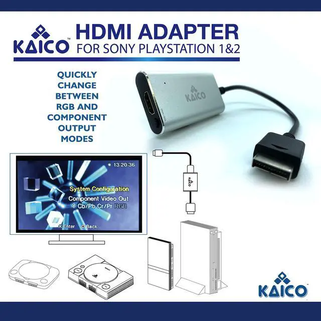 Alt view image 3 of 6 - PS1 HDMI / PS2 AV Cable Compatible with Sony PlayStation & PS2 Models - Switch Between RGB & Component - PS1 & PS2 to HDMI Converter for Any HD TV
