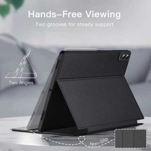 Alt view image 3 of 6 - Case for Samsung Galaxy Tab S11 Ultra with S Pen Holder, Slim Folio Stand Protective Tablet Cover, Multi-Angle Viewing, Auto Sleep/Wake (Black)