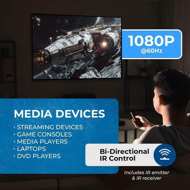 Alt view image 6 of 7 - HDMI Extender over Cat6 165ft - 1080p@60Hz, Two-way IR, Loop out, PoC
