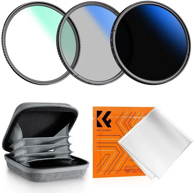 Main image of 58mm UV/CPL/ND2-400 Lens Filters Kit (3 PCS)-18 Multi-Layer Coatings, UV + Polarizer + Variable ND Lens Filters Kit (1-9 Stops) + Cleaning Cloth+ Filter Pouch for Camera Lens (K-Series)