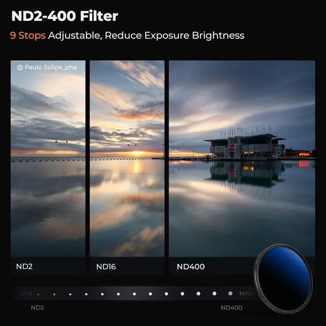 Alt view image 5 of 7 - 58mm UV/CPL/ND2-400 Lens Filters Kit (3 PCS)-18 Multi-Layer Coatings, UV + Polarizer + Variable ND Lens Filters Kit (1-9 Stops) + Cleaning Cloth+ Filter Pouch for Camera Lens (K-Series)