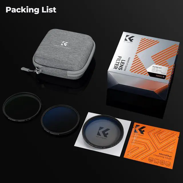 Alt view image 7 of 7 - 58mm UV/CPL/ND2-400 Lens Filters Kit (3 PCS)-18 Multi-Layer Coatings, UV + Polarizer + Variable ND Lens Filters Kit (1-9 Stops) + Cleaning Cloth+ Filter Pouch for Camera Lens (K-Series)
