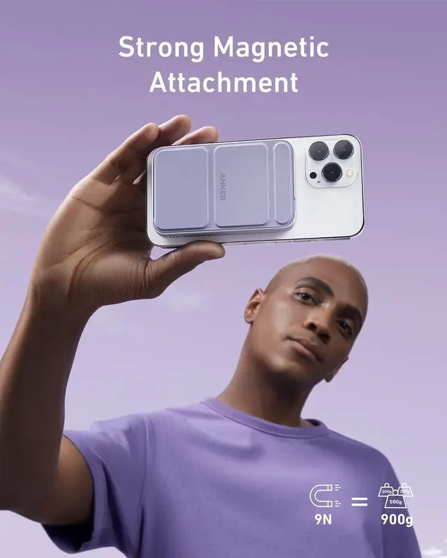 Alt view image 5 of 7 - 622 Magnetic Battery (MagGo), 5,000mAh Foldable Magnetic Wireless Portable Charger with Stand and USB-C Port (On the Side), Magsafe-Compatible for iPhone 16/15/14/13 Series