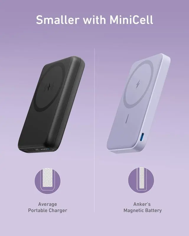 Alt view image 7 of 7 - 622 Magnetic Battery (MagGo), 5,000mAh Foldable Magnetic Wireless Portable Charger with Stand and USB-C Port (On the Side), Magsafe-Compatible for iPhone 16/15/14/13 Series