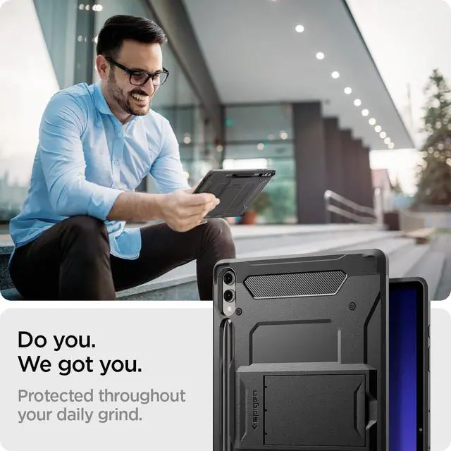 Alt view image 3 of 7 - for Galaxy Tab S10+ Plus/S9+ Plus Case (2024/2023), Tough Armor Pro Protective Hard Shell with Kickstand and Built-in S Pen Holder, Drop-Proof Dual-Layer Protection, 12.4 Inch, Black
