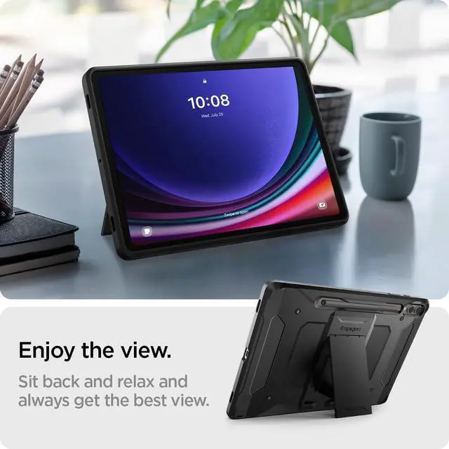 Alt view image 4 of 7 - for Galaxy Tab S10+ Plus/S9+ Plus Case (2024/2023), Tough Armor Pro Protective Hard Shell with Kickstand and Built-in S Pen Holder, Drop-Proof Dual-Layer Protection, 12.4 Inch, Black