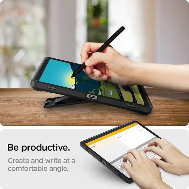 Alt view image 5 of 7 - for Galaxy Tab S10+ Plus/S9+ Plus Case (2024/2023), Tough Armor Pro Protective Hard Shell with Kickstand and Built-in S Pen Holder, Drop-Proof Dual-Layer Protection, 12.4 Inch, Black