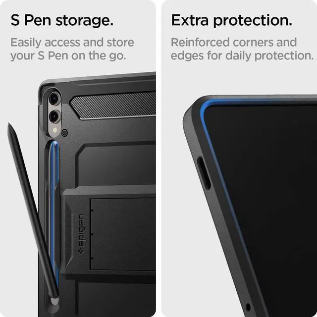Alt view image 6 of 7 - for Galaxy Tab S10+ Plus/S9+ Plus Case (2024/2023), Tough Armor Pro Protective Hard Shell with Kickstand and Built-in S Pen Holder, Drop-Proof Dual-Layer Protection, 12.4 Inch, Black
