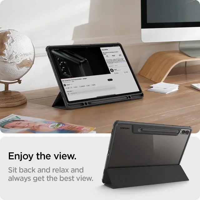 Alt view image 4 of 7 - for Galaxy Tab S10 Plus Case (2024), Galaxy Tab S9 Plus Case (2023), Ultra Hybrid Pro Protective Tri-Fold Cover with Transparent Back and S Pen Holder, 12.4 inch, Black