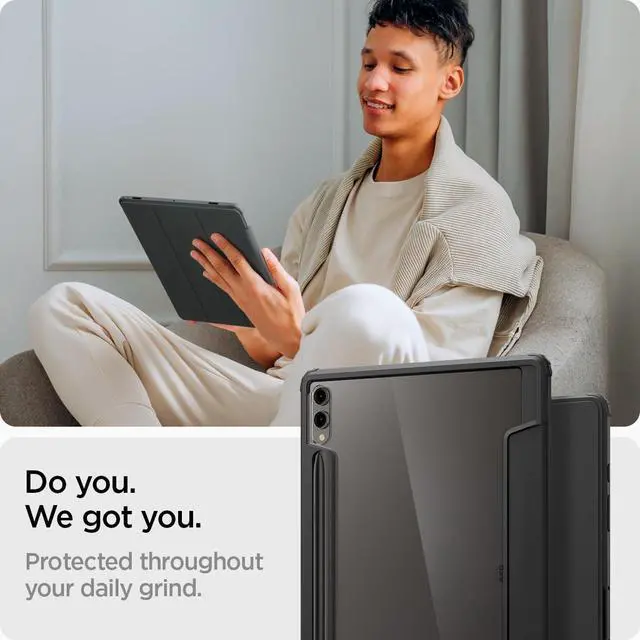 Alt view image 3 of 7 - for Galaxy Tab S10 Plus Case (2024), Galaxy Tab S9 Plus Case (2023), Ultra Hybrid Pro Protective Tri-Fold Cover with Transparent Back and S Pen Holder, 12.4 inch, Black