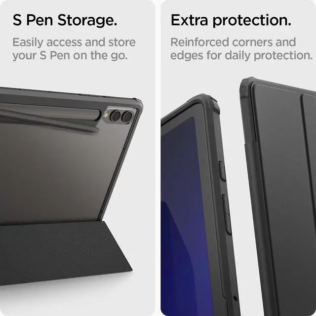 Alt view image 6 of 7 - for Galaxy Tab S10 Plus Case (2024), Galaxy Tab S9 Plus Case (2023), Ultra Hybrid Pro Protective Tri-Fold Cover with Transparent Back and S Pen Holder, 12.4 inch, Black