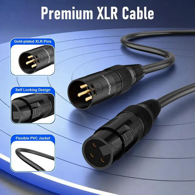 Alt view image 2 of 5 - XLR Cable 6-Pack 10FT, 3-Pin Male to Female Microphone Cable, Gold-Plated Pins, for Studio Recording, Live Stage, Home Theater, Podcast