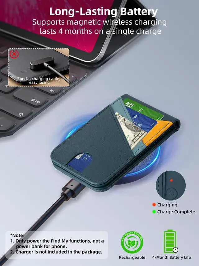 Alt view image 6 of 7 - for MagSafe Wallet Stand, Works with Apple Find My, Magnetic Wallet for iPhone 17/16/15/14/13/12 Series, for iPhone Wallet with Finder Tracker, 6 Card Holder, RFID Blocking, Dark Blue