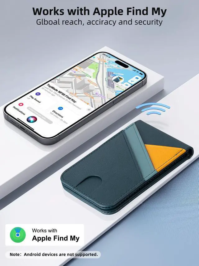 Alt view image 4 of 7 - for MagSafe Wallet Stand, Works with Apple Find My, Magnetic Wallet for iPhone 17/16/15/14/13/12 Series, for iPhone Wallet with Finder Tracker, 6 Card Holder, RFID Blocking, Dark Blue