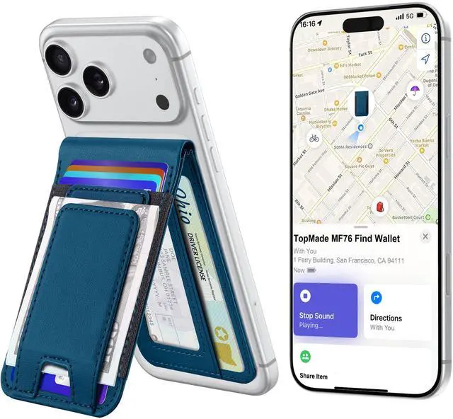 Main image of for MagSafe Wallet with Money Clip, Works with Apple Find My, Magnetic Wallet for iPhone 17/16/15/14/13/12 Series, for iPhone Wallet Stand with Finder Tracker, Dark Blue
