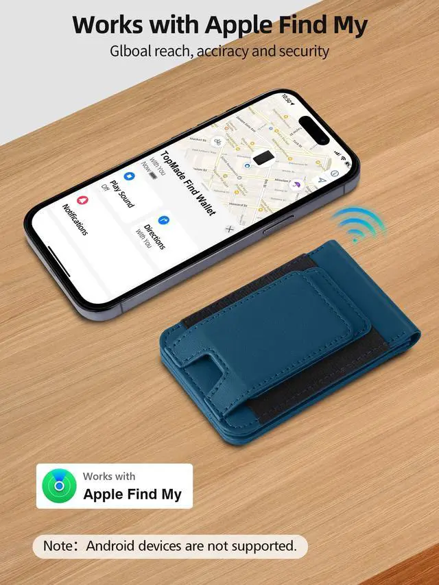 Alt view image 4 of 7 - for MagSafe Wallet with Money Clip, Works with Apple Find My, Magnetic Wallet for iPhone 17/16/15/14/13/12 Series, for iPhone Wallet Stand with Finder Tracker, Dark Blue