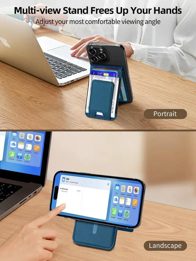 Alt view image 3 of 7 - for MagSafe Wallet with Money Clip, Works with Apple Find My, Magnetic Wallet for iPhone 17/16/15/14/13/12 Series, for iPhone Wallet Stand with Finder Tracker, Dark Blue