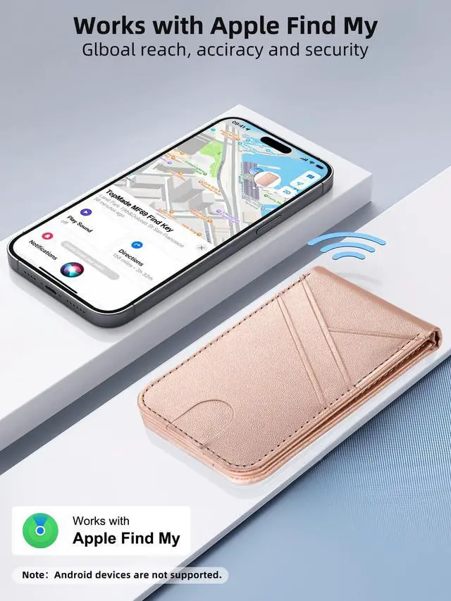 Alt view image 2 of 7 - for MagSafe Wallet, Works with Apple Find My, Magnetic Wallet for iPhone 17/16/15/14/13/12 Series, for iPhone Wallet Stand with Finder Tracker, 6 Card Holder, RFID Blocking, Slim, Gold