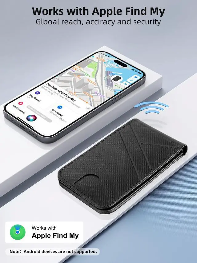 Alt view image 2 of 7 - for MagSafe Wallet, Works with Apple Find My, Magnetic Wallet for iPhone 17/16/15/14/13/12 Series, for iPhone Wallet Stand with Finder Tracker, 6 Card Holder, RFID Blocking, Black Carbon Fiber