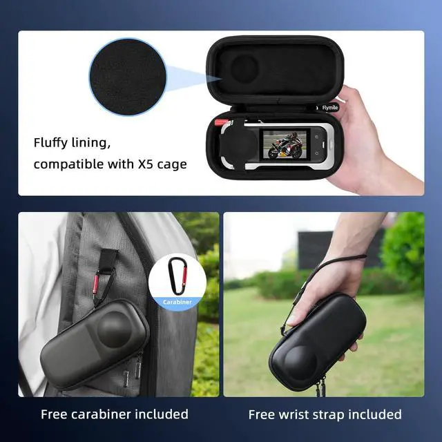 Alt view image 7 of 7 - Insta 360 X5 Utility Cage/Carrying Case (Frame + Lens Cap) Lens Guard/2 Pack Screen Protector Accessories Kit, Tempered Film Glass Metal Cover Portable Bag for Insta360 X5 Protective Bundle