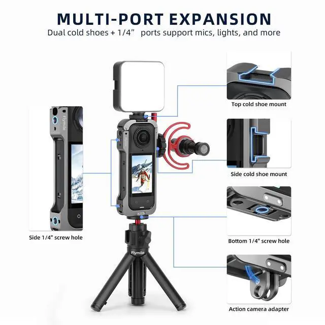 Alt view image 4 of 7 - Insta 360 X5 Utility Cage/Carrying Case (Frame + Lens Cap) Lens Guard/2 Pack Screen Protector Accessories Kit, Tempered Film Glass Metal Cover Portable Bag for Insta360 X5 Protective Bundle