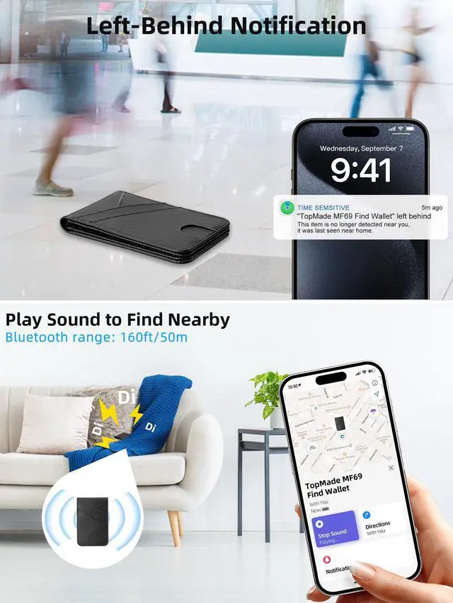 Alt view image 5 of 7 - for MagSafe Wallet, Works with Apple Find My, Magnetic Wallet for iPhone 17/16/15/14/13/12 Series, for iPhone Wallet Stand with Finder Tracker, 6 Card Holder, RFID Blocking, Black Carbon Fiber