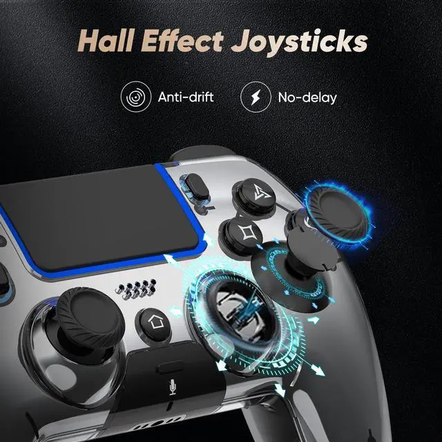 Alt view image 3 of 7 - Wireless Controller for PS5/PS5 Pro/Slim/PC/Steam Deck, Gamepad with Macro/Turbo Function, Dual Vibration, Hall Effect Joysticks, 6-Axis Motion Gaming Controller with Speaker, 3.5mm Jack - Metallic