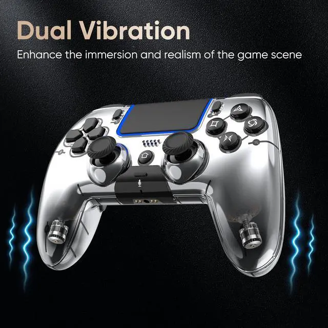 Alt view image 6 of 7 - Wireless Controller for PS5/PS5 Pro/Slim/PC/Steam Deck, Gamepad with Macro/Turbo Function, Dual Vibration, Hall Effect Joysticks, 6-Axis Motion Gaming Controller with Speaker, 3.5mm Jack - Metallic