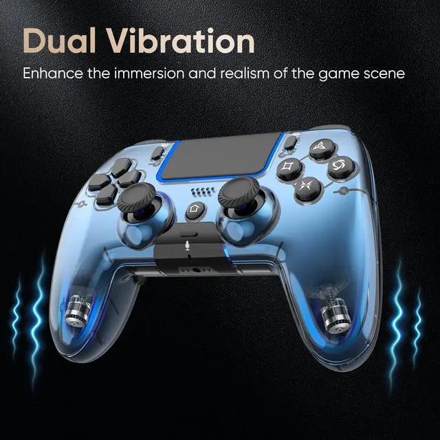 Alt view image 6 of 7 - Wireless Controller for PS5/PS5 Pro/Slim/PC/Steam Deck, Gamepad with Macro/Turbo Function, Dual Vibration, Hall Effect Joysticks, 6-Axis Motion Gaming Controller with Speaker, 3.5mm Jack - Metallic Bl